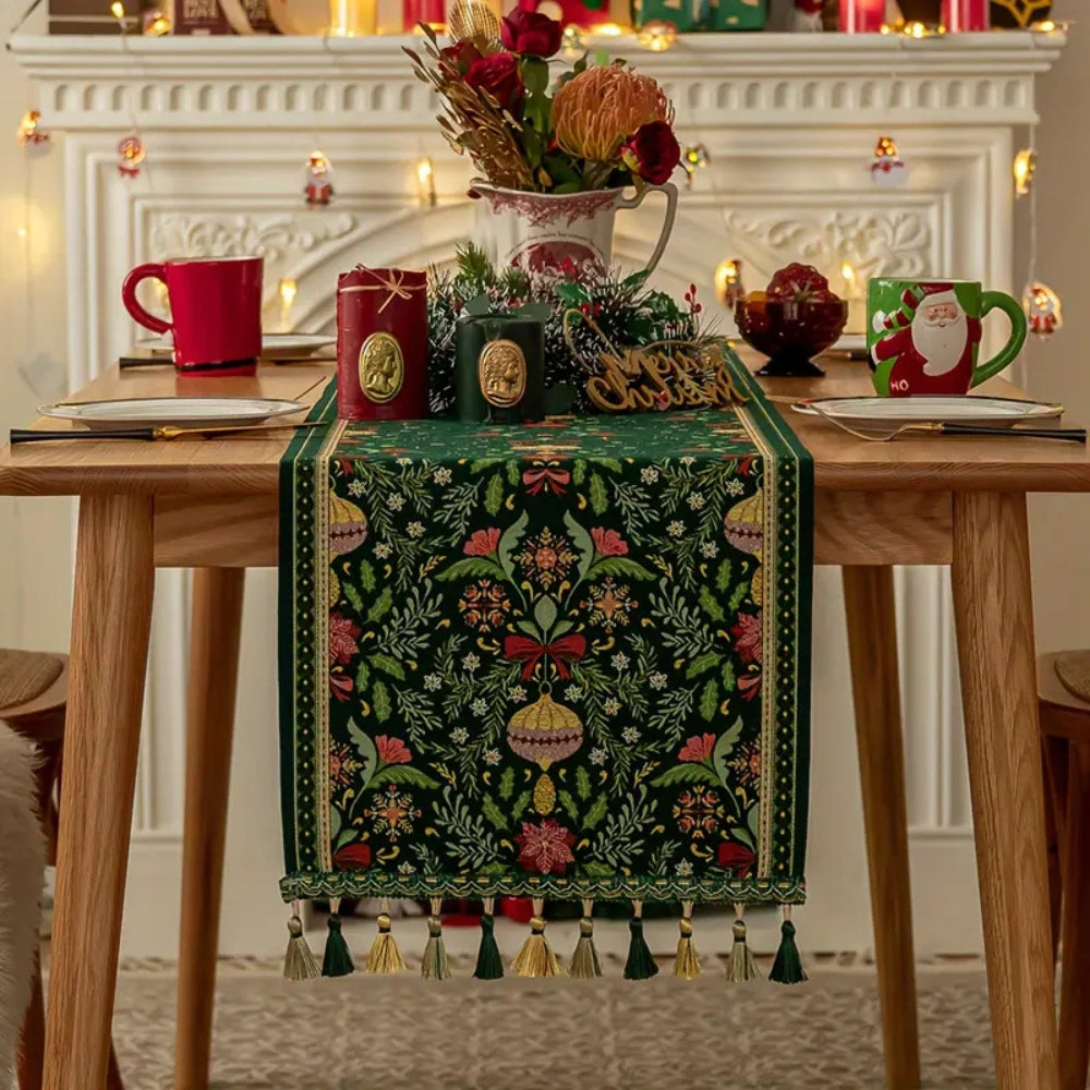 Tapestry Botanical Holiday Table Runner 0
