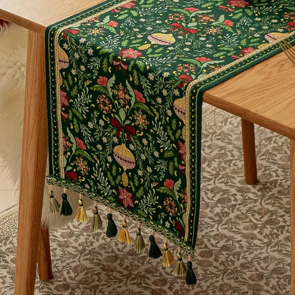 Tapestry Botanical Holiday Table Runner 5