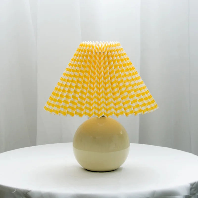 Vintage Table Lamp with Pleated Shade | Classic Bedside Lighting