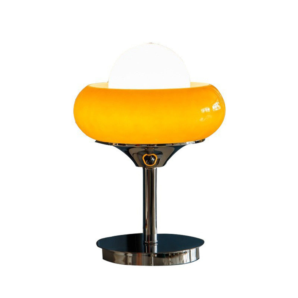 Mid-Century Yellow Glass Table Lamp