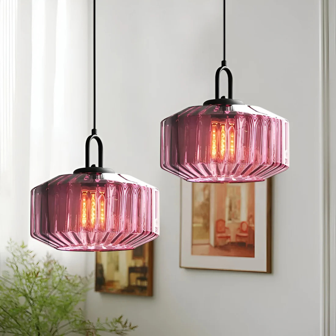 Vintage Elegance | Glass Pendant Light with Warm Glow | Stylish Kitchen Pendant Lighting for Cozy Spaces