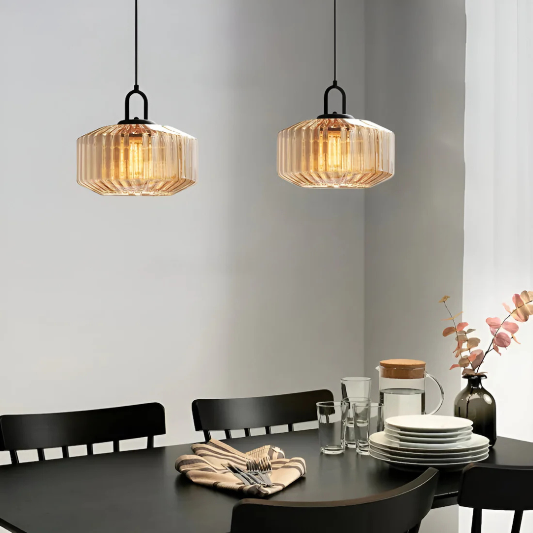 Vintage Elegance | Glass Pendant Light with Warm Glow | Stylish Kitchen Pendant Lighting for Cozy Spaces