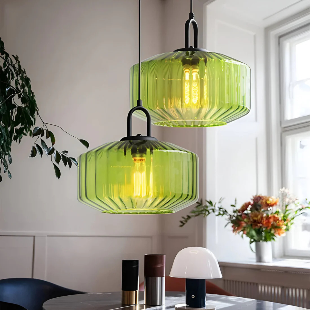 Vintage Elegance | Glass Pendant Light with Warm Glow | Stylish Kitchen Pendant Lighting for Cozy Spaces