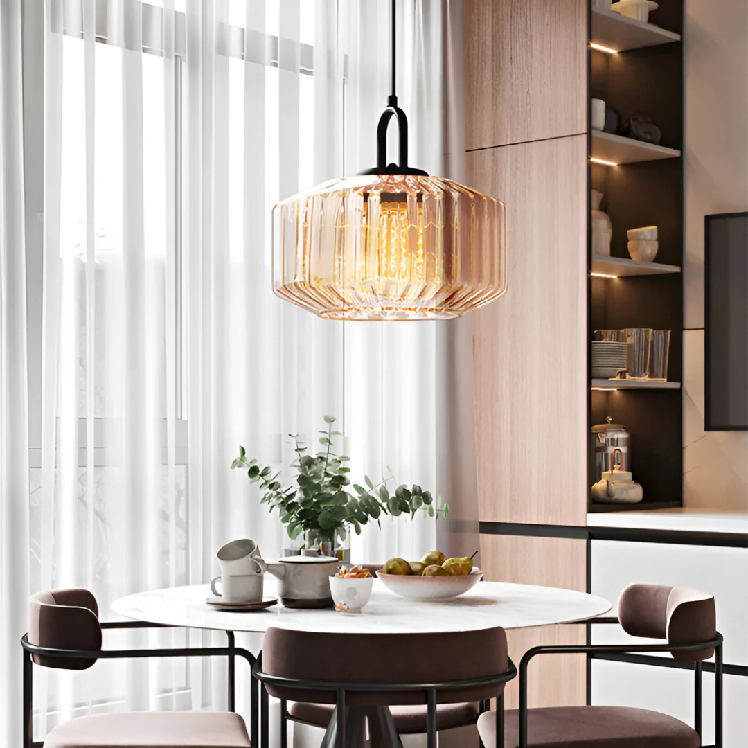 Vintage Elegance | Glass Pendant Light with Warm Glow | Stylish Kitchen Pendant Lighting for Cozy Spaces