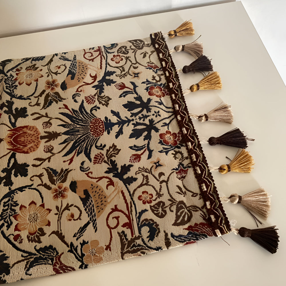 Vintage Floral & Bird Jacquard Table Runner 7