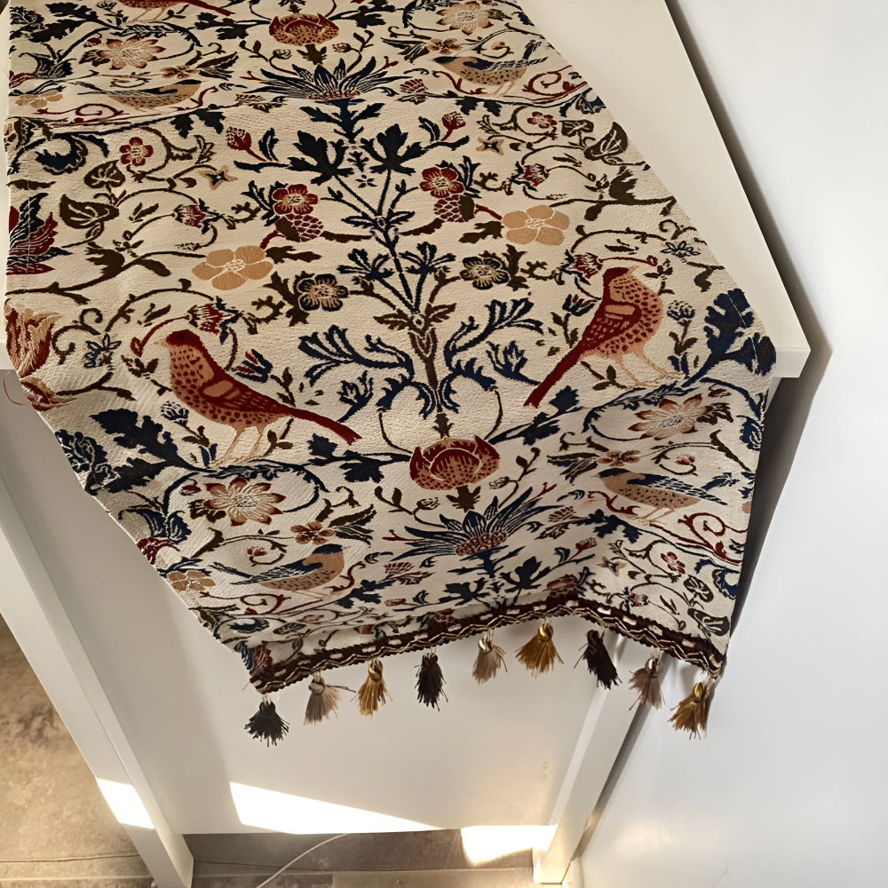 Vintage Floral & Bird Jacquard Table Runner 8