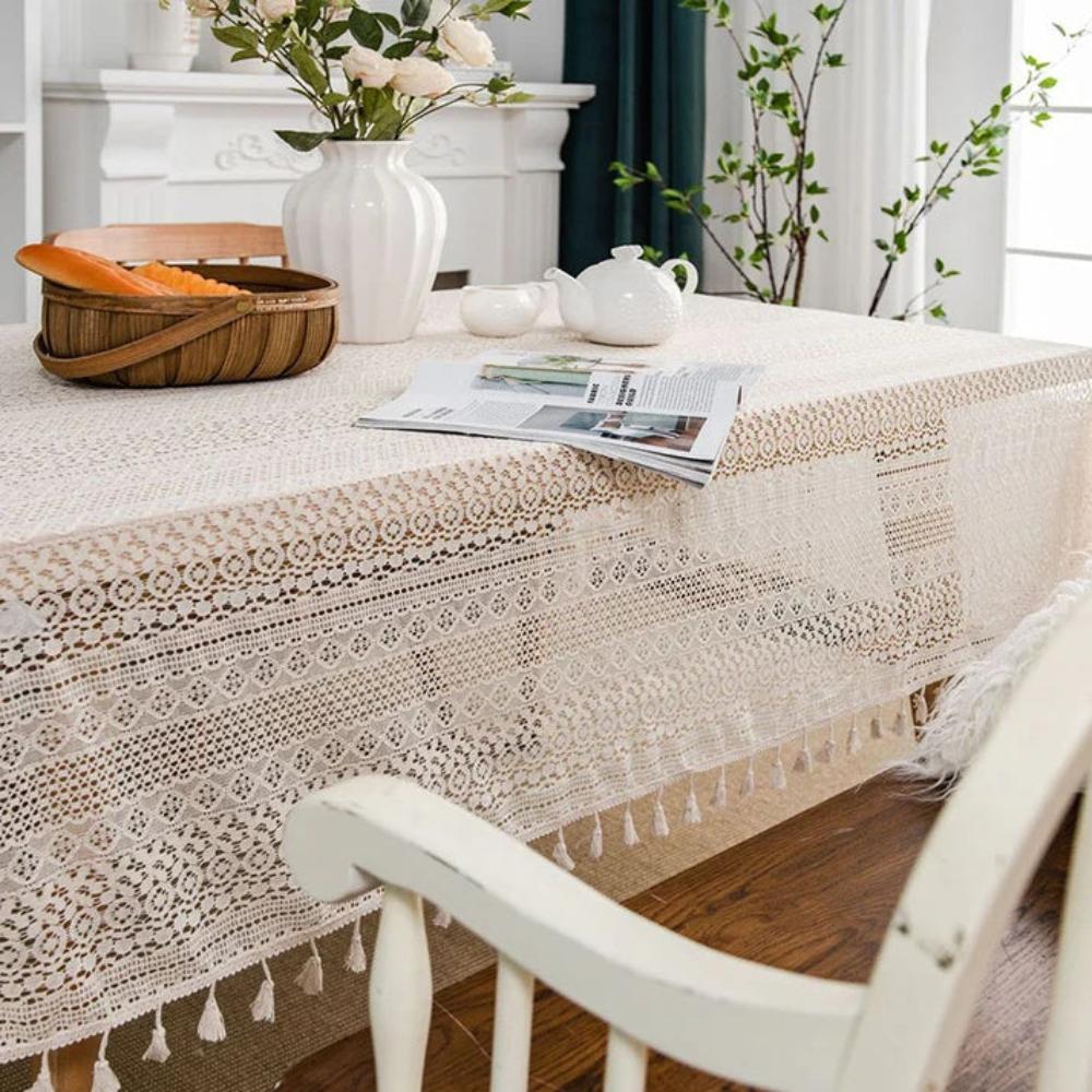 Vintage Lace Hollow Crochet Tablecloth 3