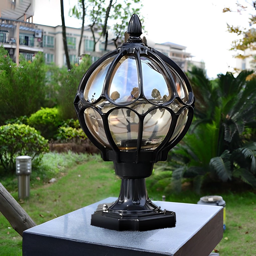 Vintage Outdoor Pillar Light | Elegant Glass Globe Design with Weather-Resistant Frame for Timeless Charm 1