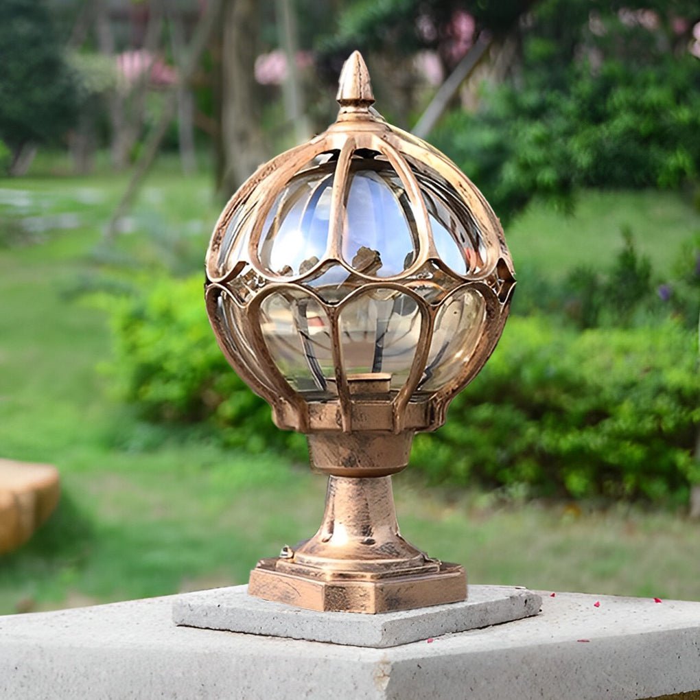 Vintage Outdoor Pillar Light | Elegant Glass Globe Design with Weather-Resistant Frame for Timeless Charm 2