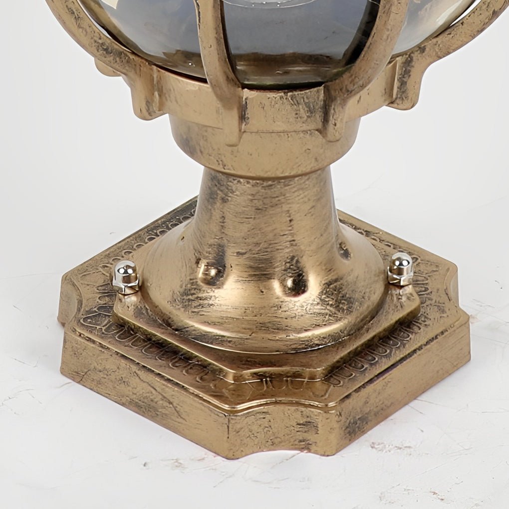 Vintage Outdoor Pillar Light | Elegant Glass Globe Design with Weather-Resistant Frame for Timeless Charm 3