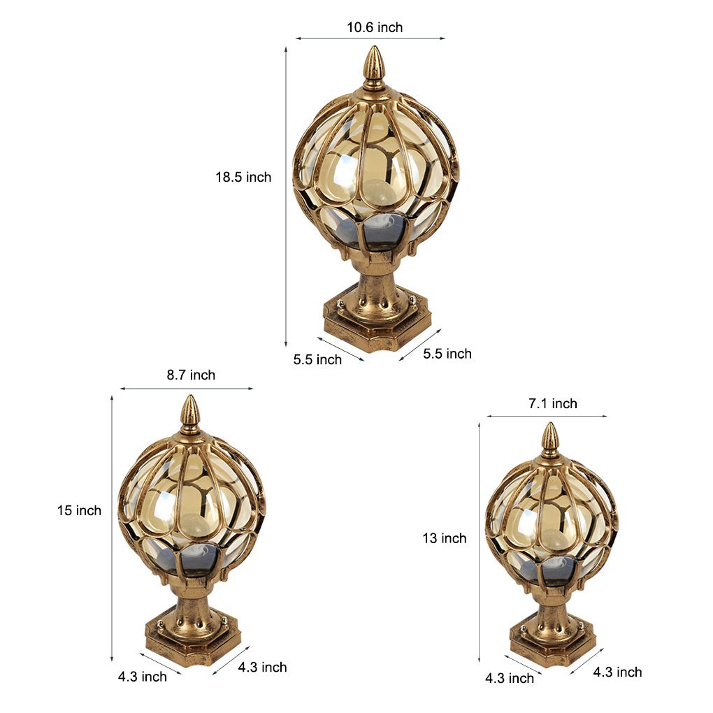 Vintage Outdoor Pillar Light | Elegant Glass Globe Design with Weather-Resistant Frame for Timeless Charm 6
