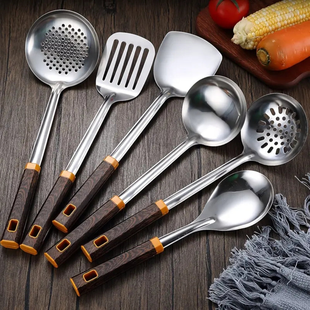 Wood Grain Stainless Steel Utensils | 6pcs Set 0