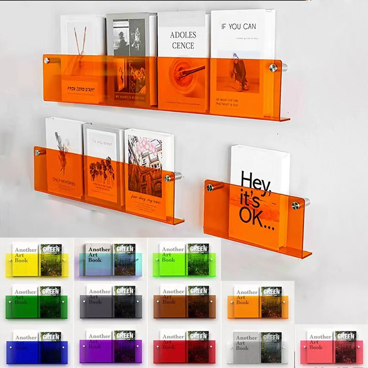 Acrylic Magazine Holder | Wall-Mounted Floating Shelf