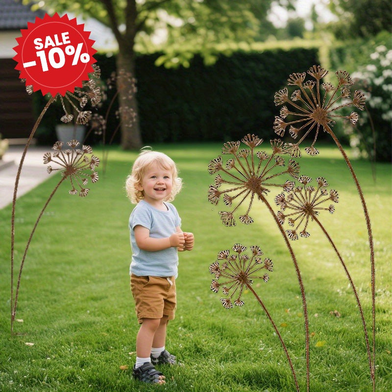 Rustic Garden Ornaments | Metal Dandelion Set - SALE -10%