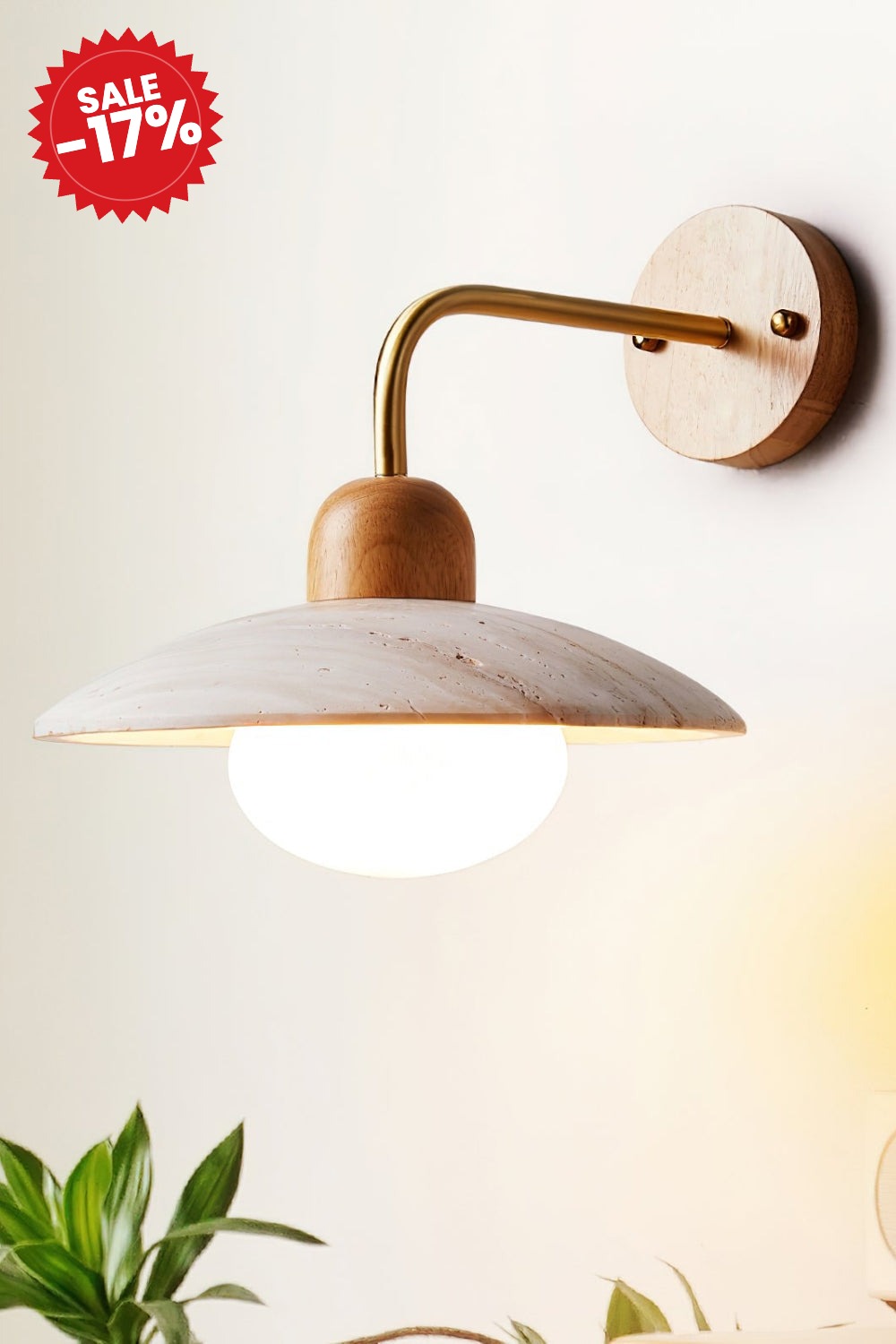 Japandi Travertine Disc Wall Light - SALE -17%