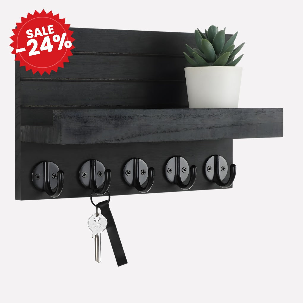 Wall Key and Mail Holder with Shelf - SALE -24%