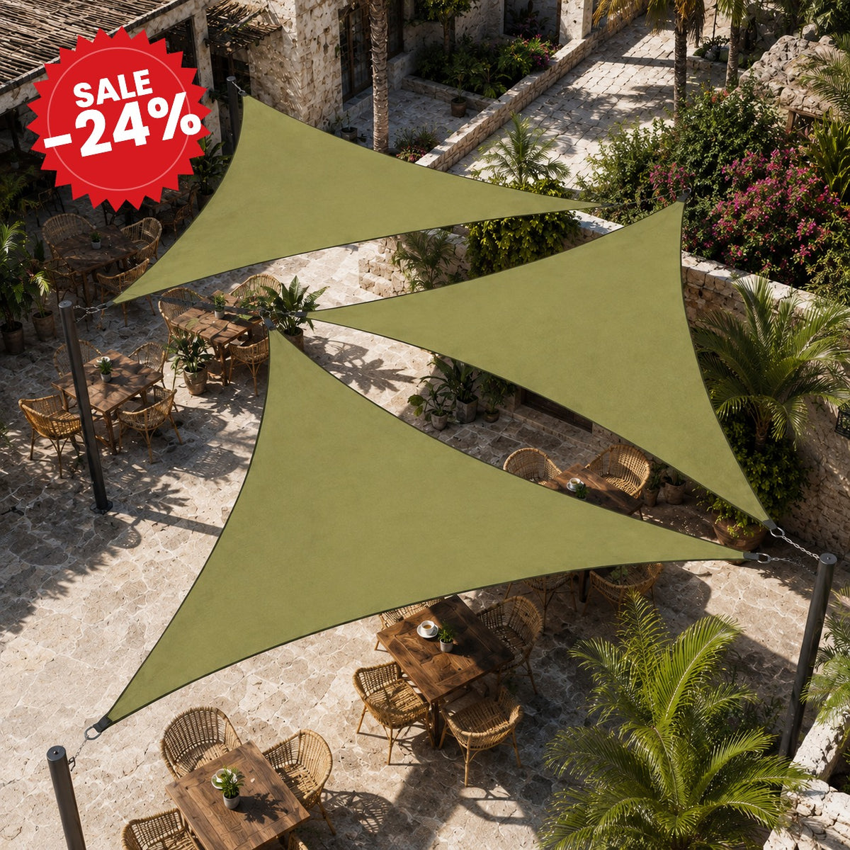 Folding Triangular Shade Sail - SALE -24%