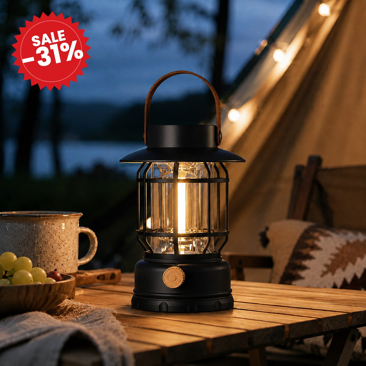 Solar Rechargeable 360-Degree Camping Lantern - SALE -31%