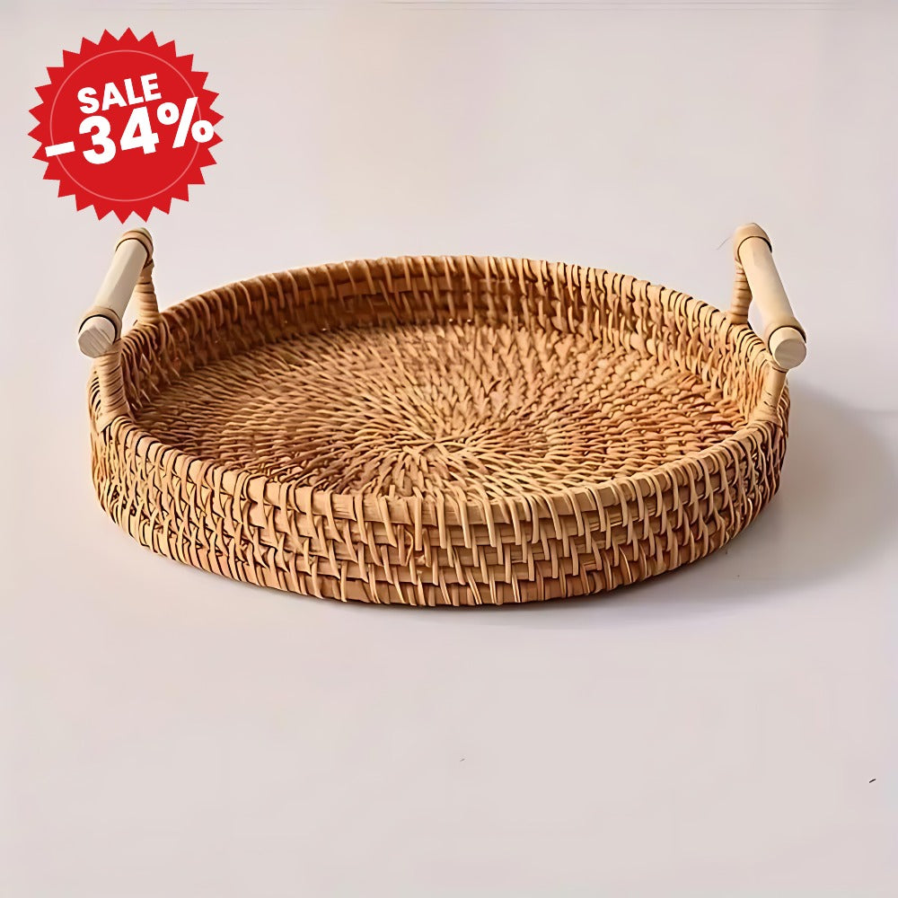 Handcrafted Rattan Serving Tray - SALE -34%