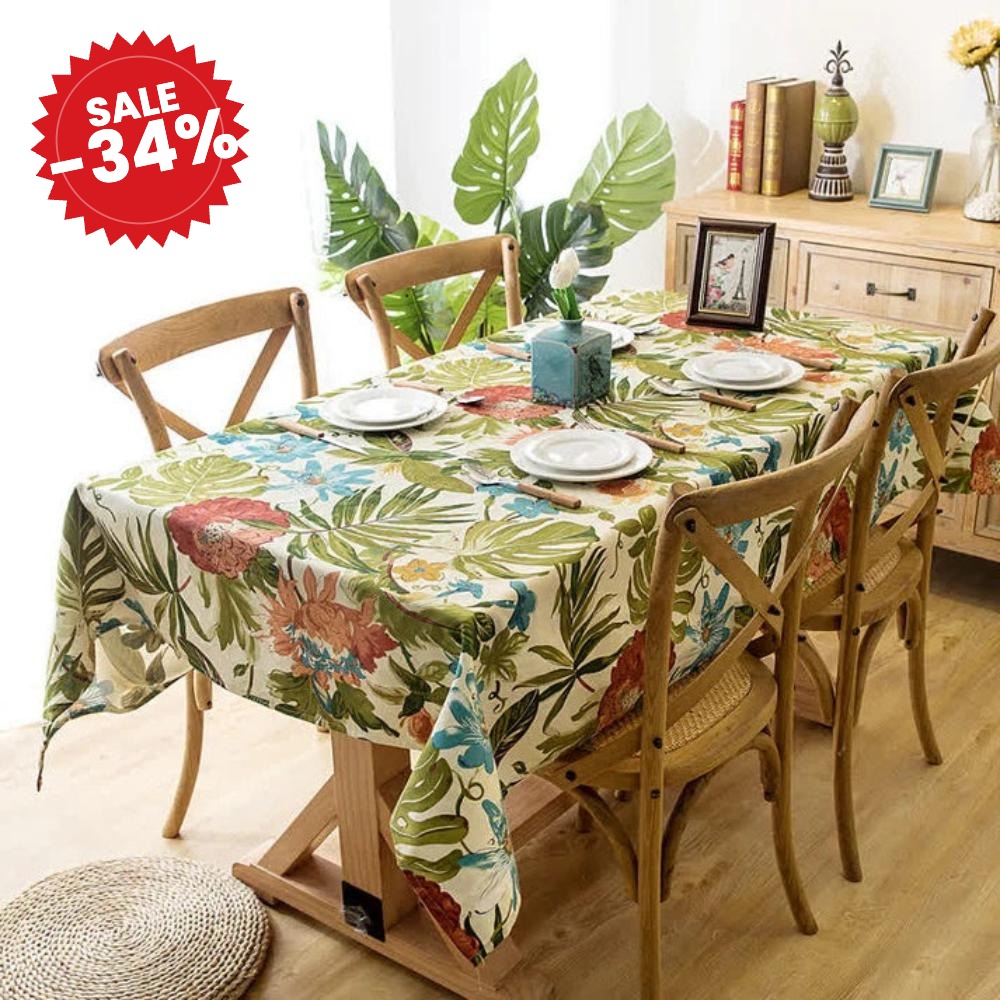 Monstera Leaves Cotton Tablecloth - SALE -34%