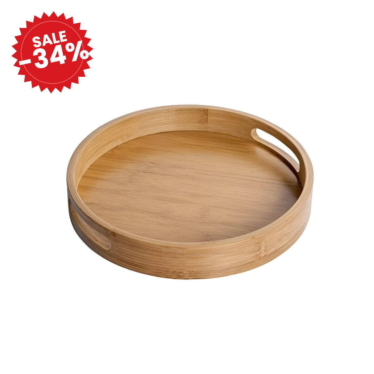 Bamboo Wood Round Serving Tray - SALE -34%