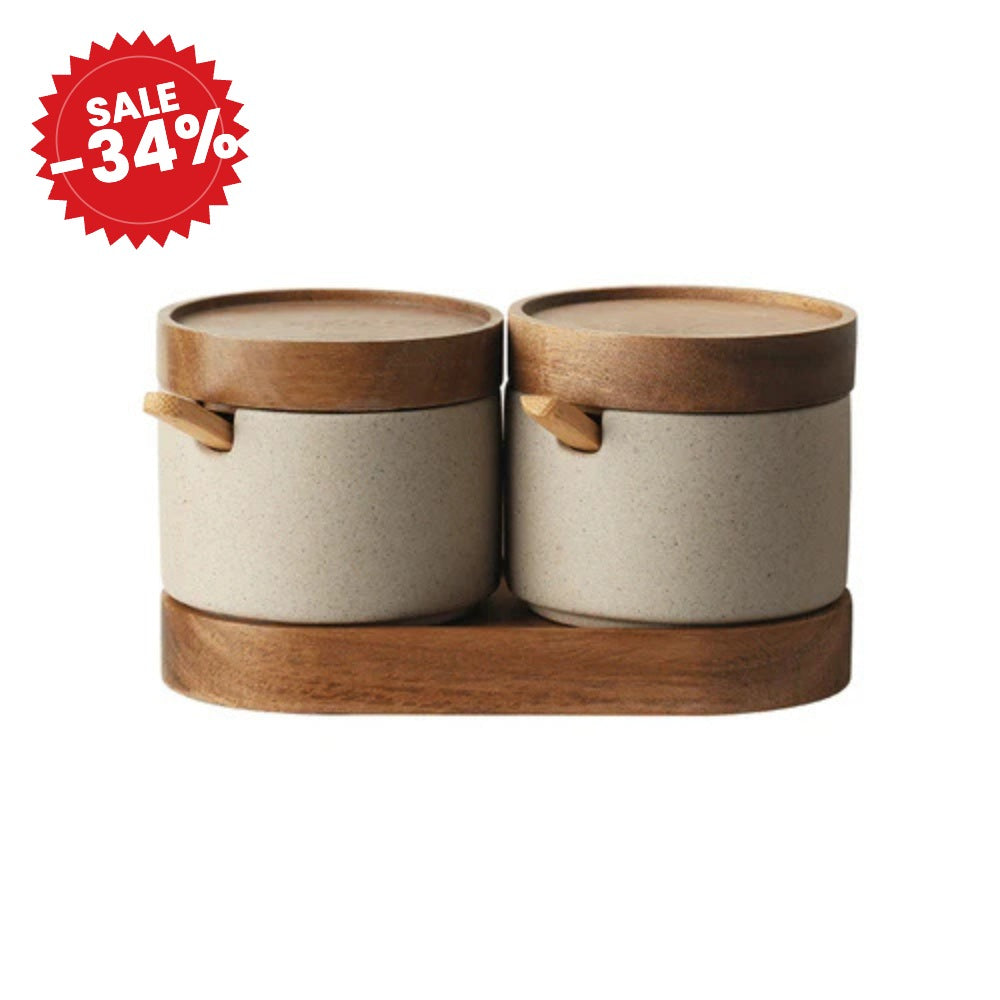 Rustic Ceramic Seasoning Jar Set - SALE -34%
