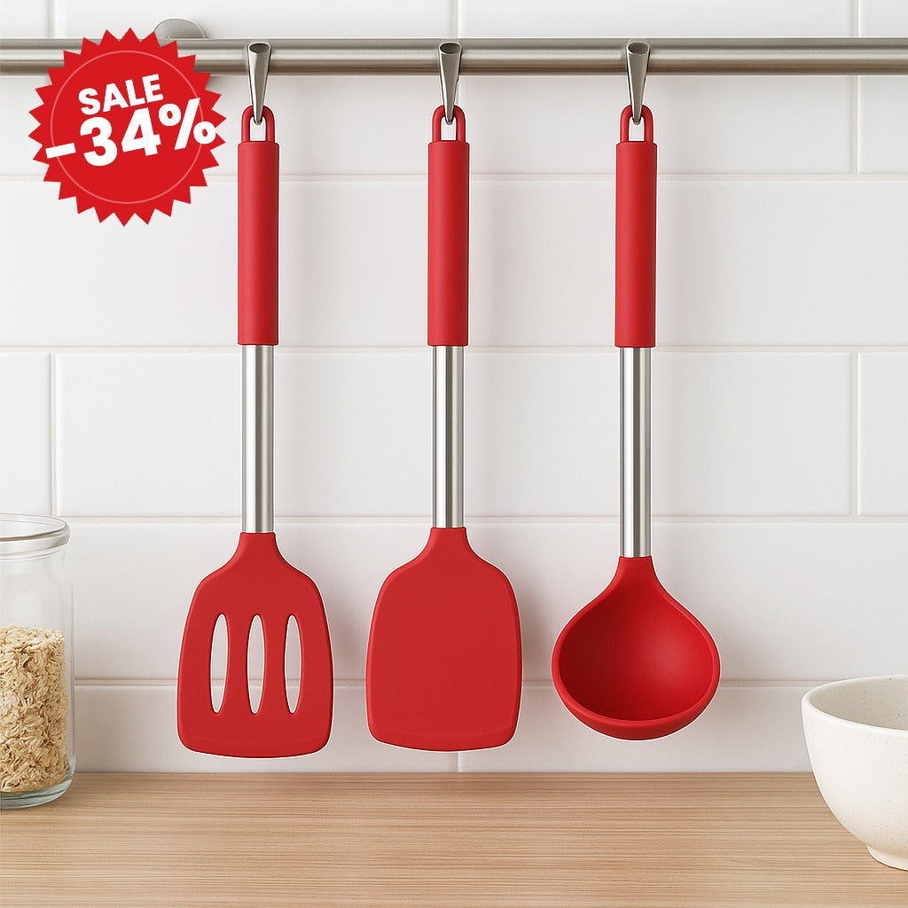 FlexiChef Silicone Kitchen Utensil Set 3pcs - SALE -34%