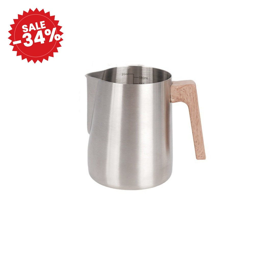 Scandinavian Wood Handle Stainless Milk Pitcher - SALE -34%