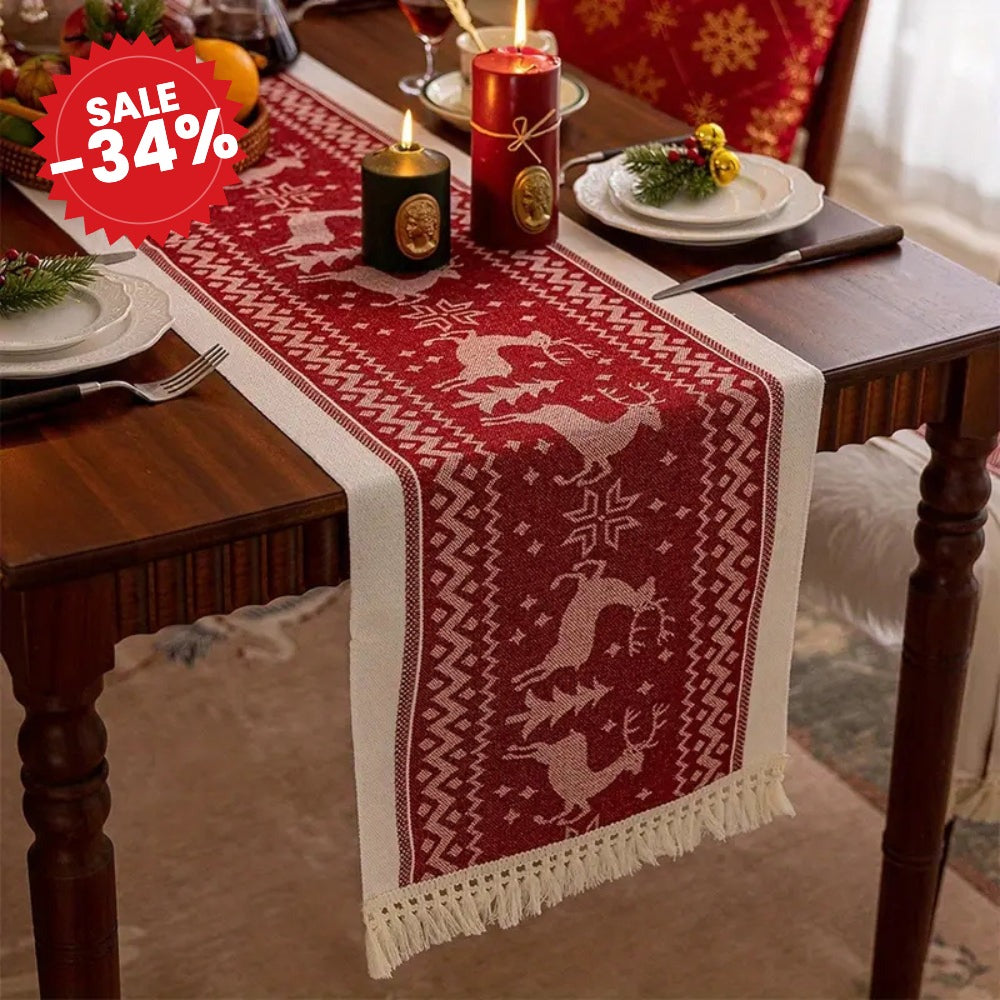 Festive Christmas Elk Table Runner - SALE -34%