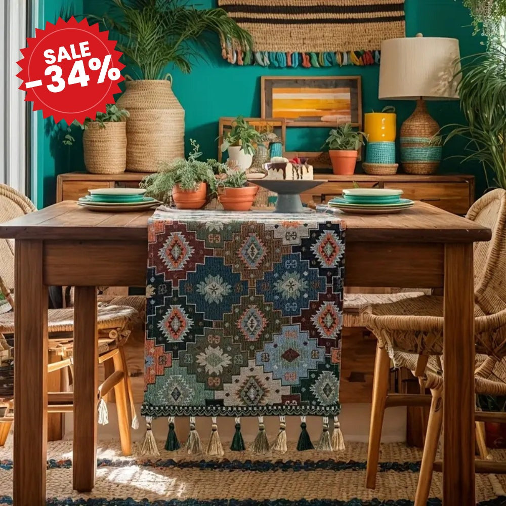 Colourful Geometric Tassel Table Runner Decor - SALE -34%