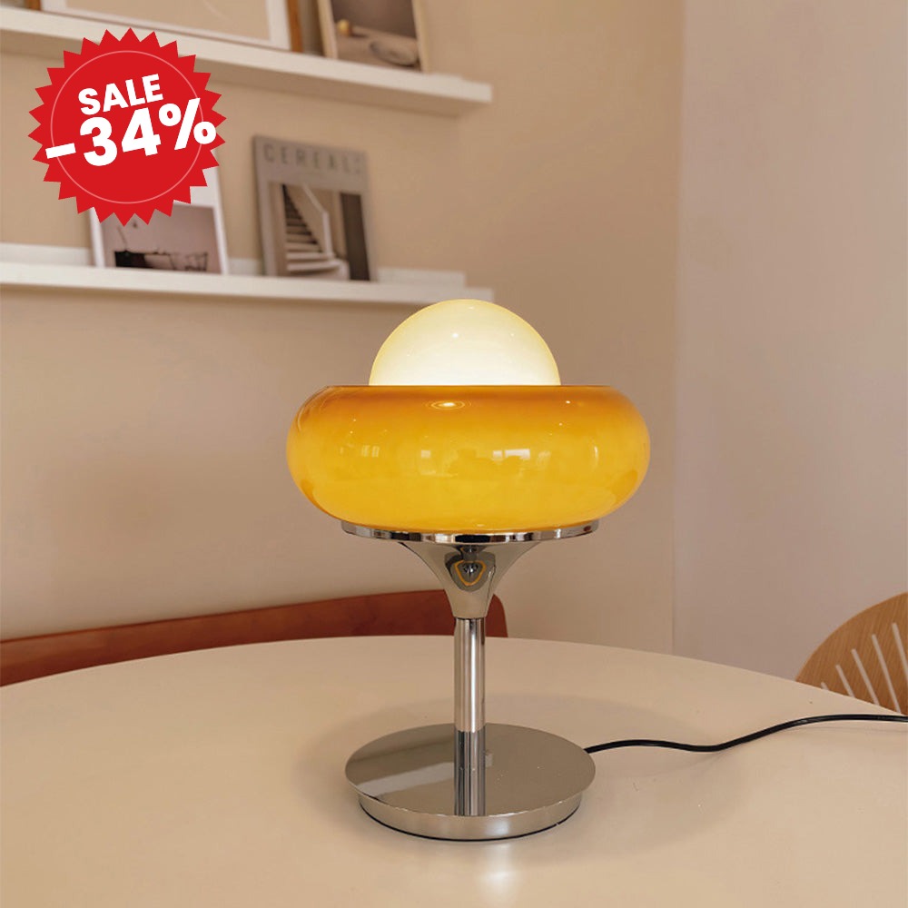 Mid-Century Yellow Glass Table Lamp - SALE -34%