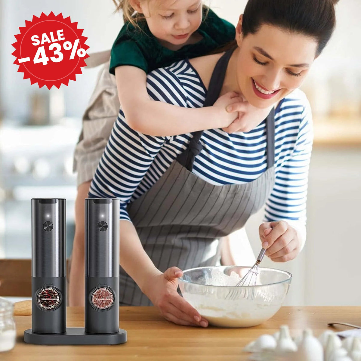 Elegant Electric Salt And Pepper Mill With Rechargeable Battery - Cooking Gadget | Easy Cooking | Chef Quality - SALE -43%