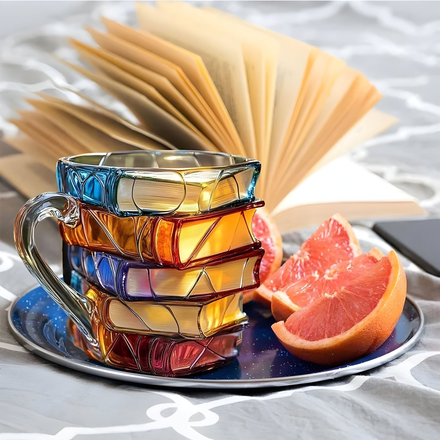 Resin Mug | Colourful 3D Book-Stack Design