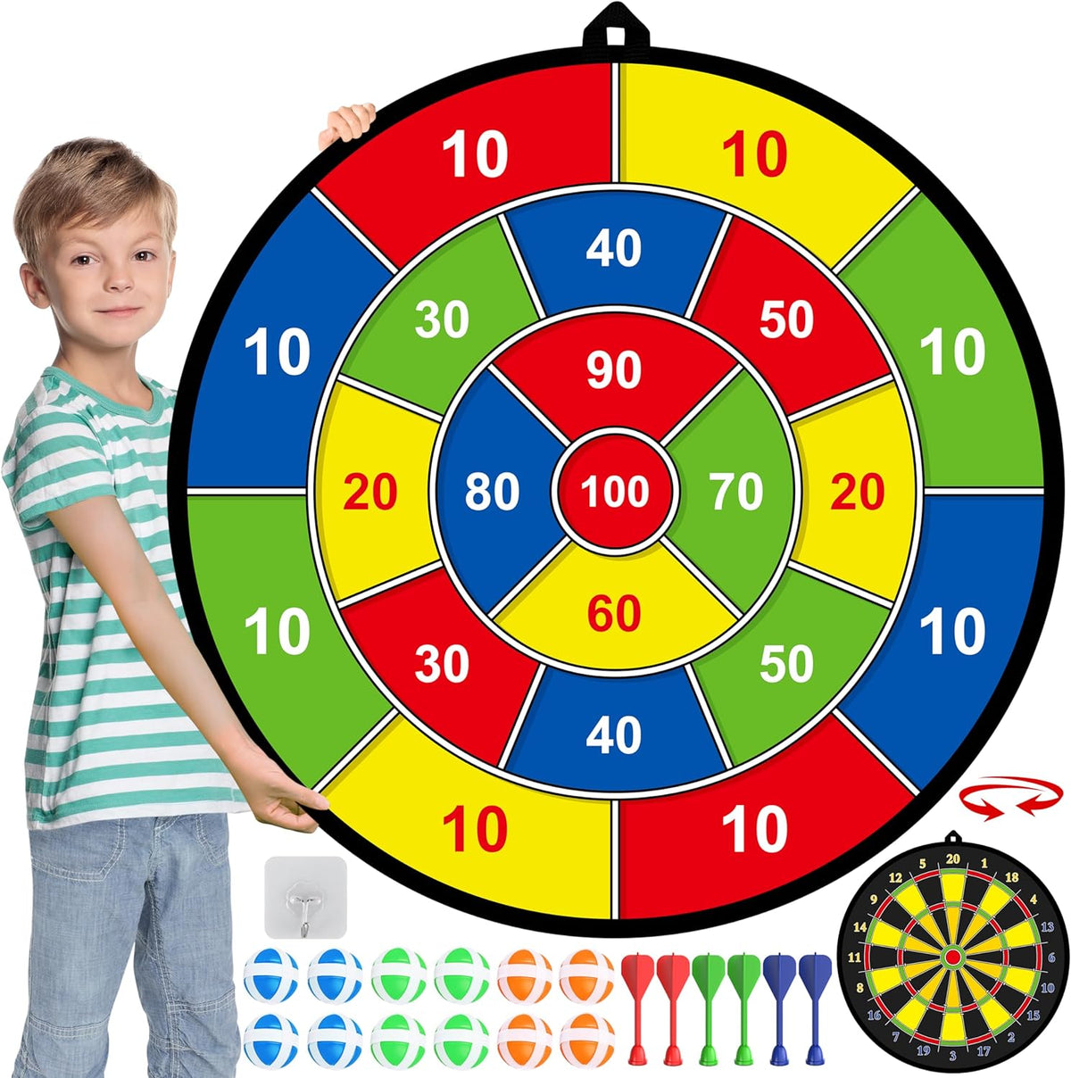 Double-Sided Sticky Ball Dart Board Set