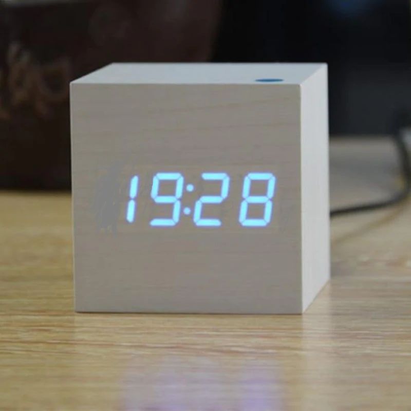 Cube | Digital Table Clock in Minimalist Wood Design
