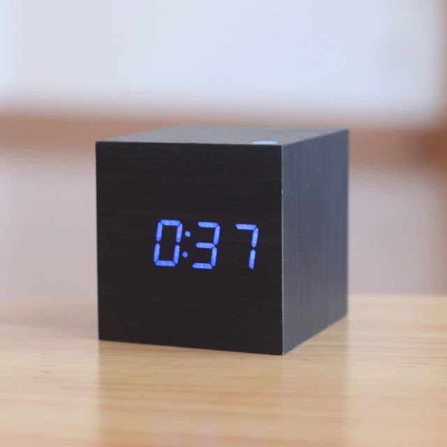 Cube | Digital Table Clock in Minimalist Wood Design