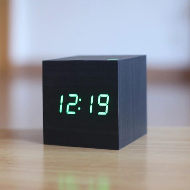 Cube | Digital Table Clock in Minimalist Wood Design
