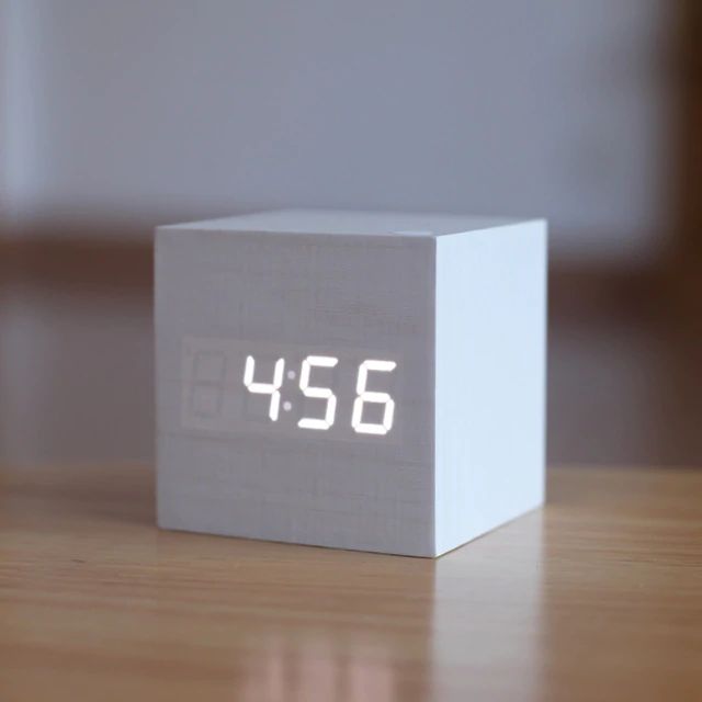 Cube | Digital Table Clock in Minimalist Wood Design