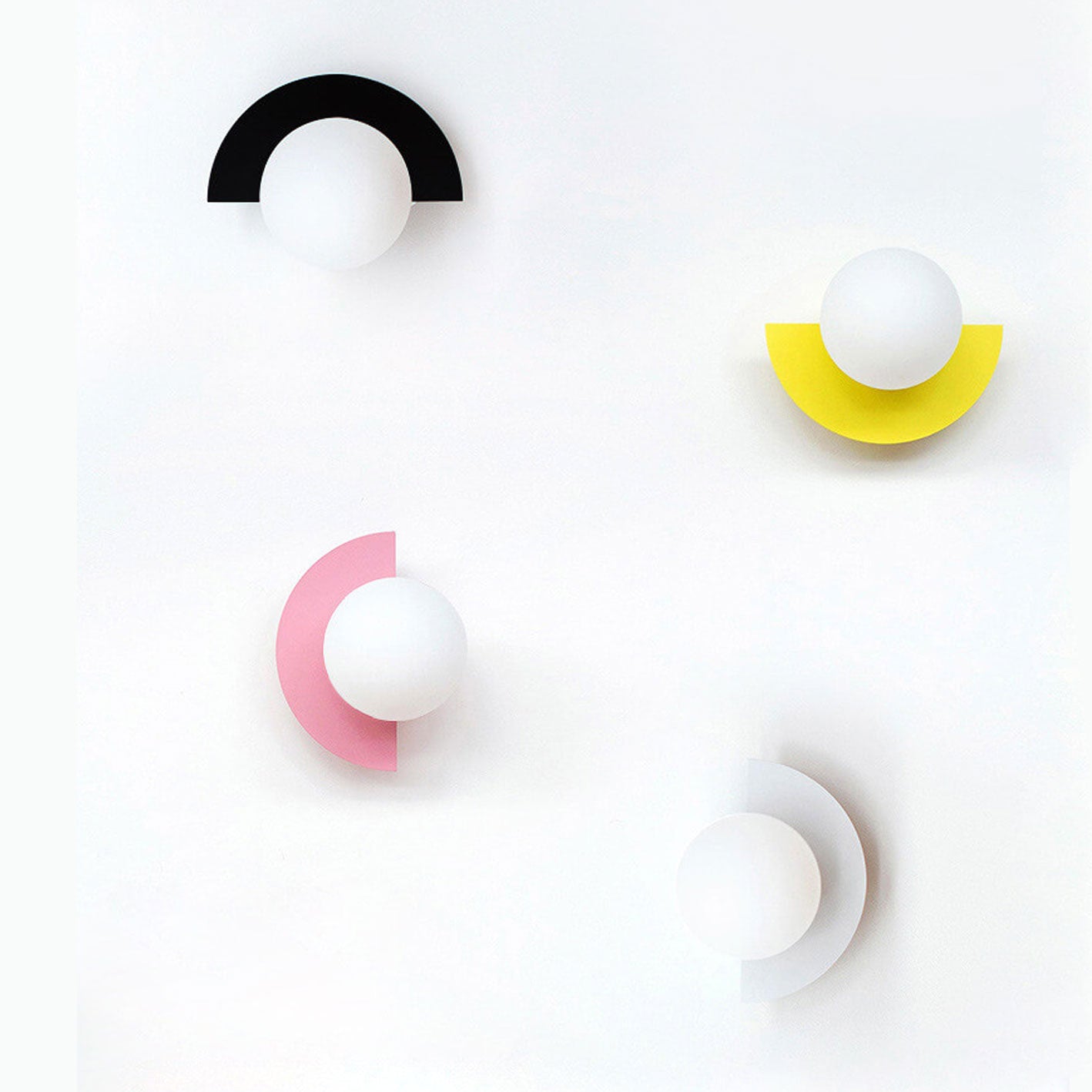 Modern Minimalist Glass Globe Wall Sconce | Semi-Circle Design