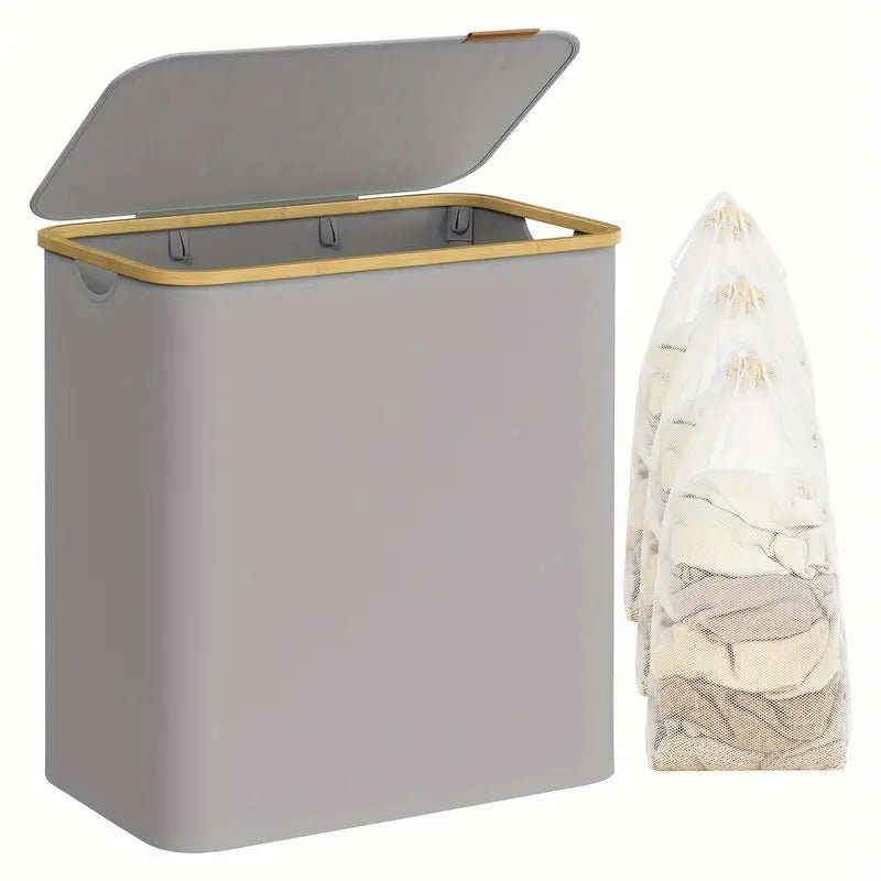 foldable laundry basket with 2 compartments