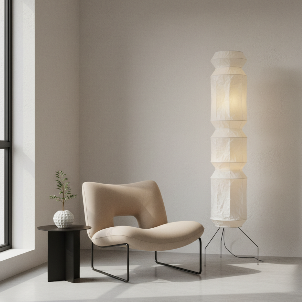 Artisan Collection | Modern Floor Lamp with Handmade Washi Paper Shade | Adjustable Height for Cozy Ambiance
