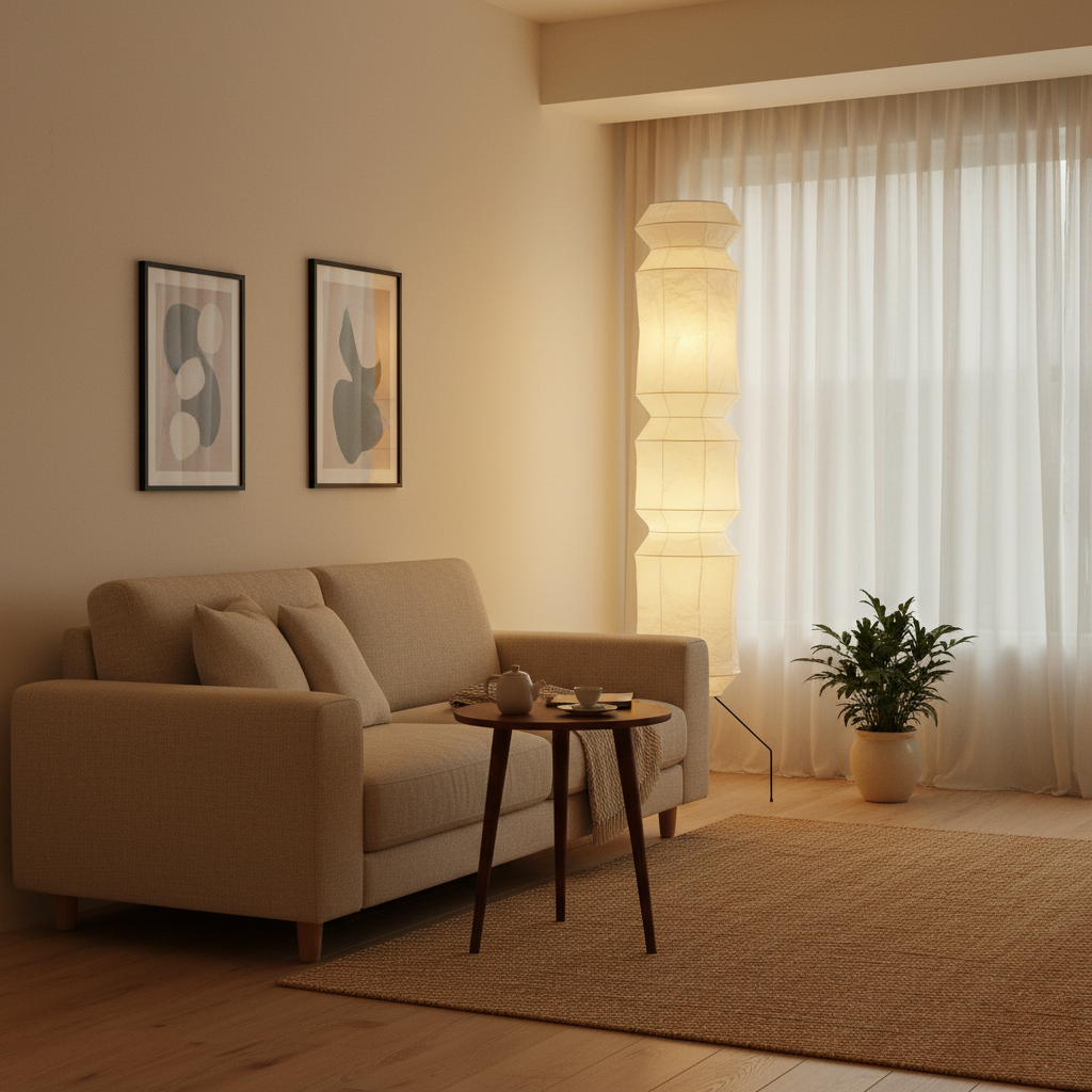 Artisan Collection | Modern Floor Lamp with Handmade Washi Paper Shade | Adjustable Height for Cozy Ambiance