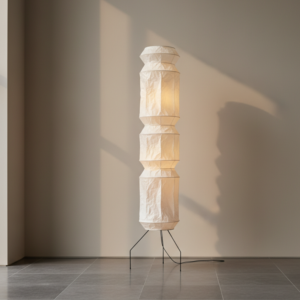 Artisan Collection | Modern Floor Lamp with Handmade Washi Paper Shade | Adjustable Height for Cozy Ambiance