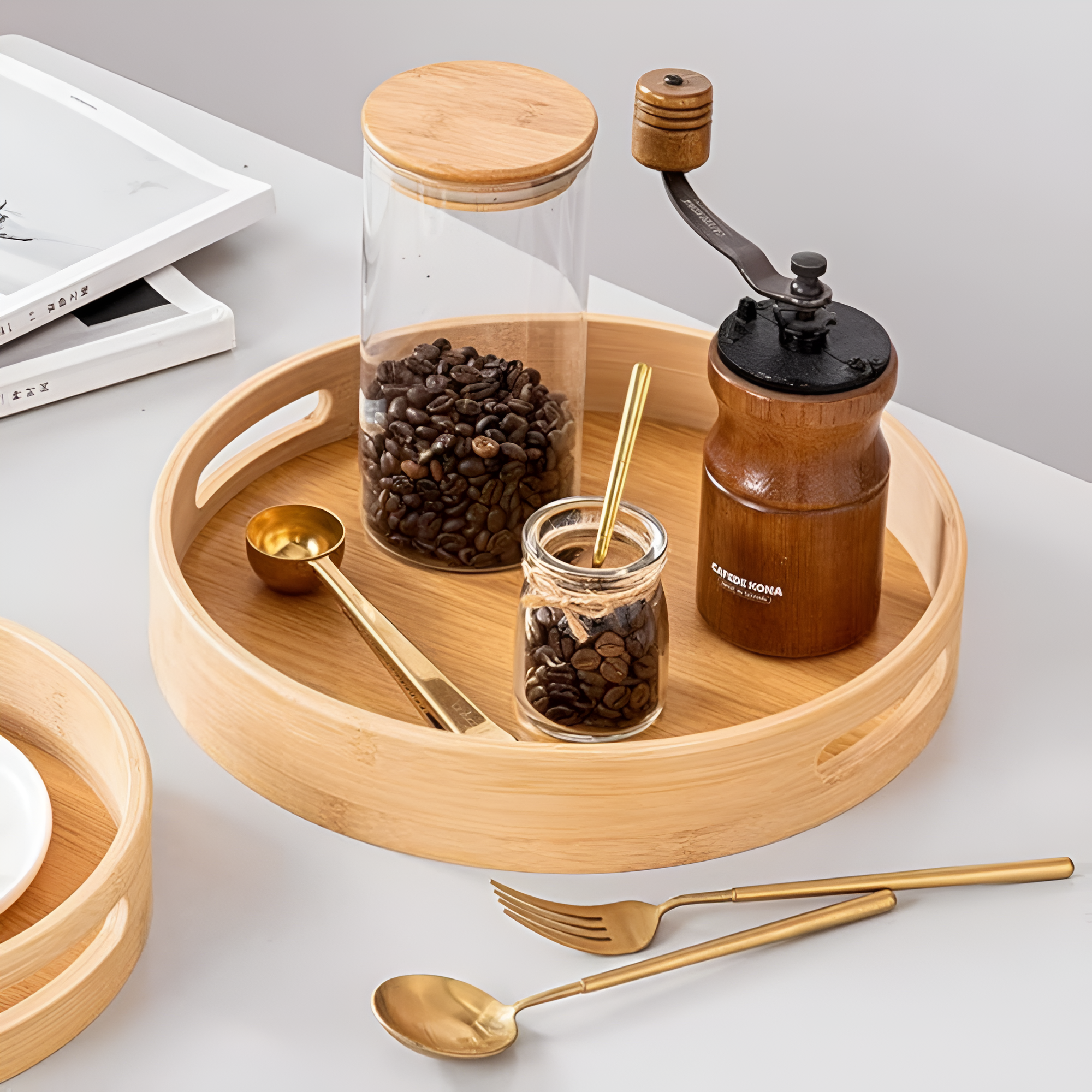Bamboo Wood Round Serving Tray 2