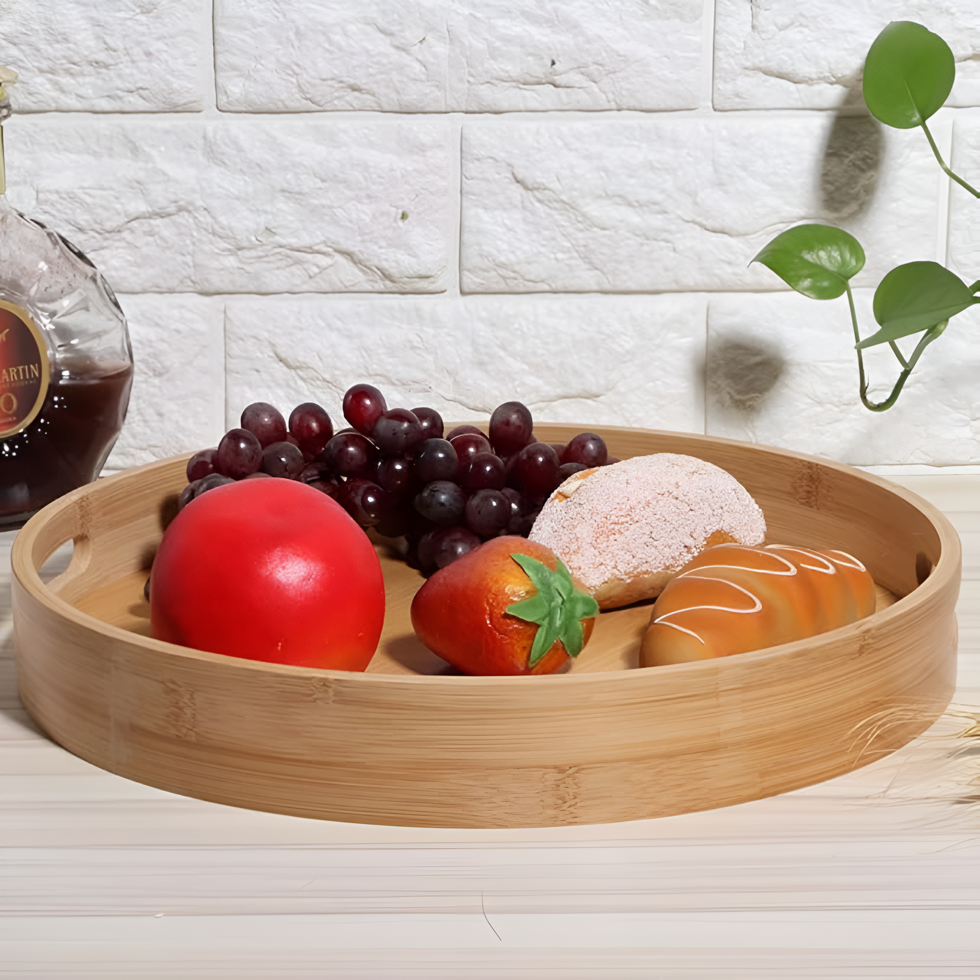 Bamboo Wood Round Serving Tray 7