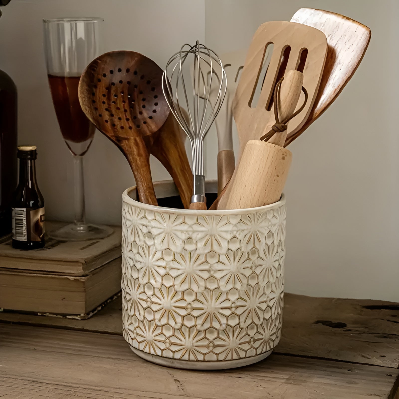 Bloom Craft Ceramic Utensil Holder 0