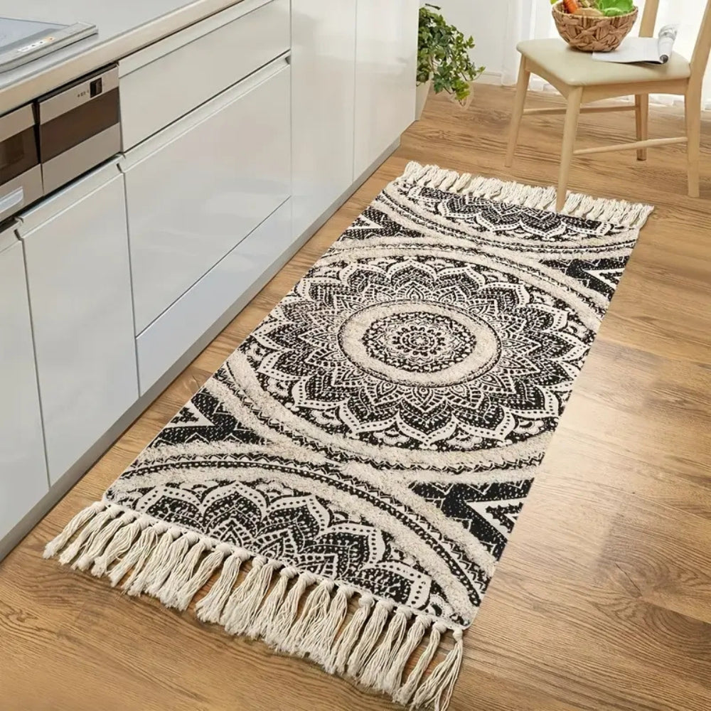 Bohemian Black & Cream Runner Mat 0