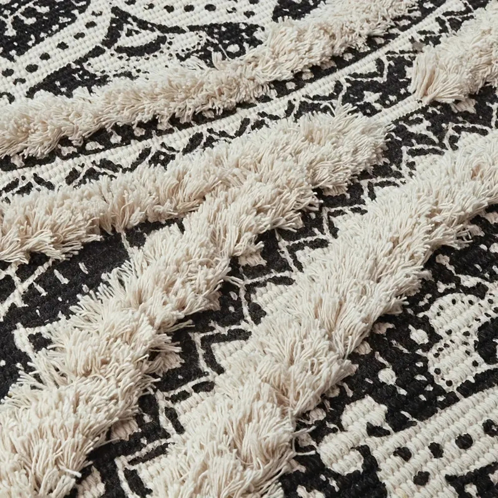 Bohemian Black & Cream Runner Mat 4