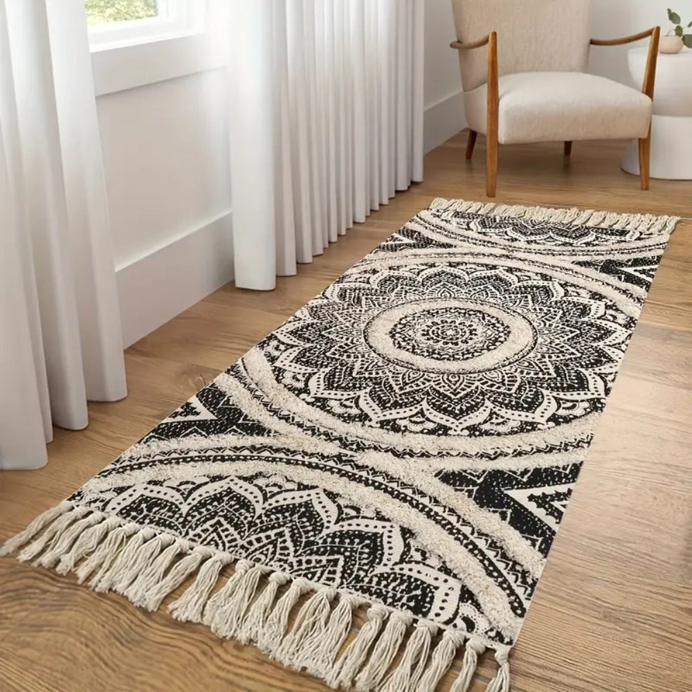 Bohemian Black & Cream Runner Mat 5