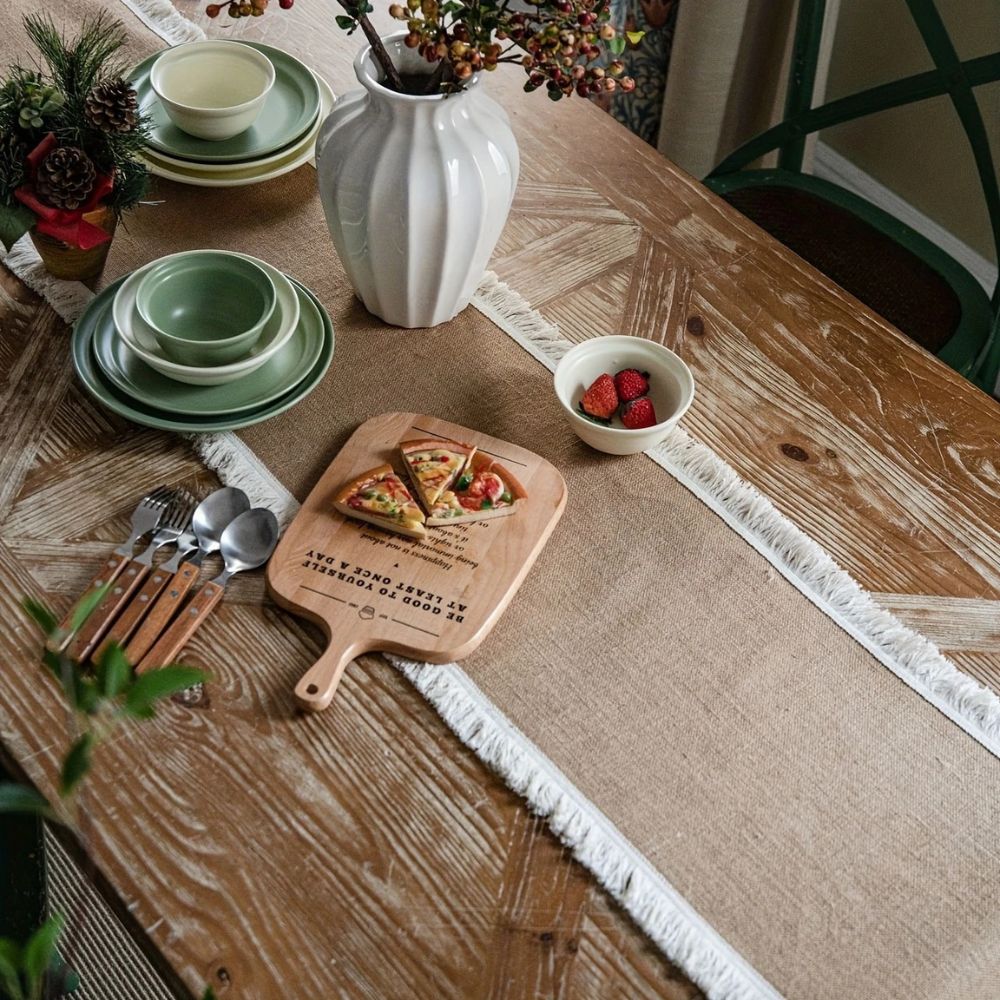 Burlap Charm Boho Table Runner 2